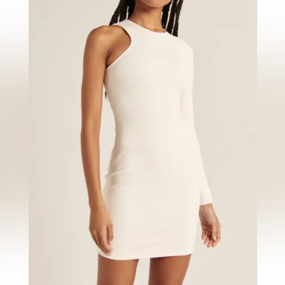 A+F Asymmetrical One-Shoulder Ponte Mini Dress L Tall